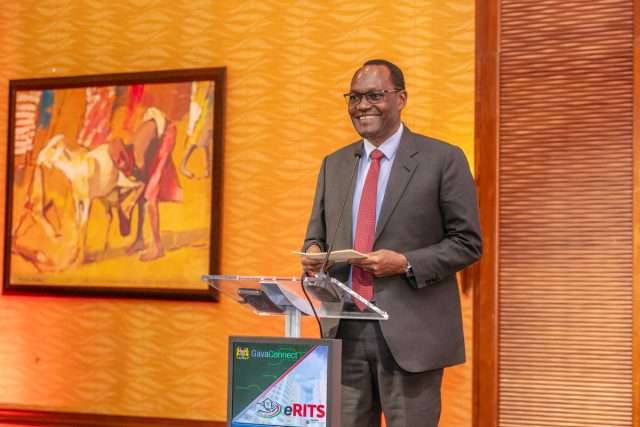 Dr. Chris Kiptoo, CBS, Permanent Secretary, National Treasury and Economic Planning addressing attendance during the official launch of The Electronic Rental Income Tax Solution (eRITS) by Kenya Revenue Authority at the Serena Hotel, Nairobi on 10th April 2025. 
